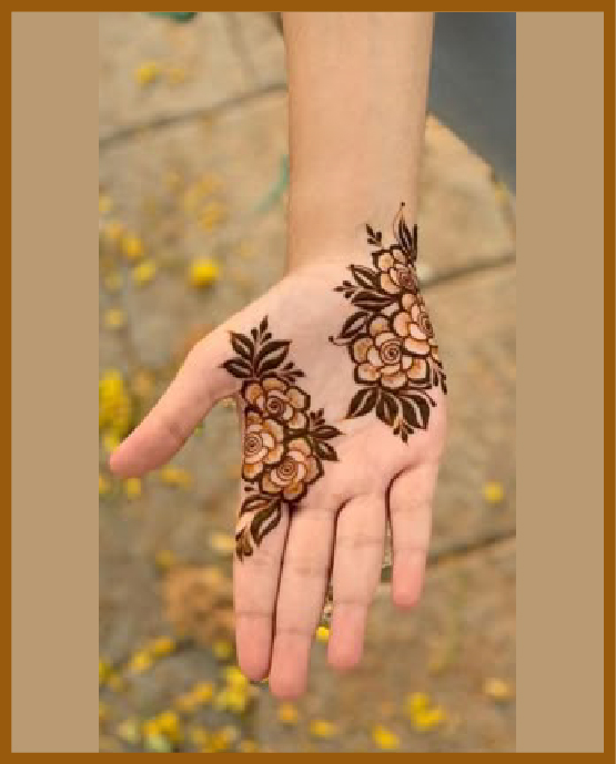 Half palm floral bunches in simple front hand mehndi design Half palm floral bunches in simple front hand mehndi design