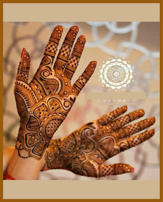 Dual-patterned stylish front hand mehndi design Dual-patterned stylish front hand mehndi design