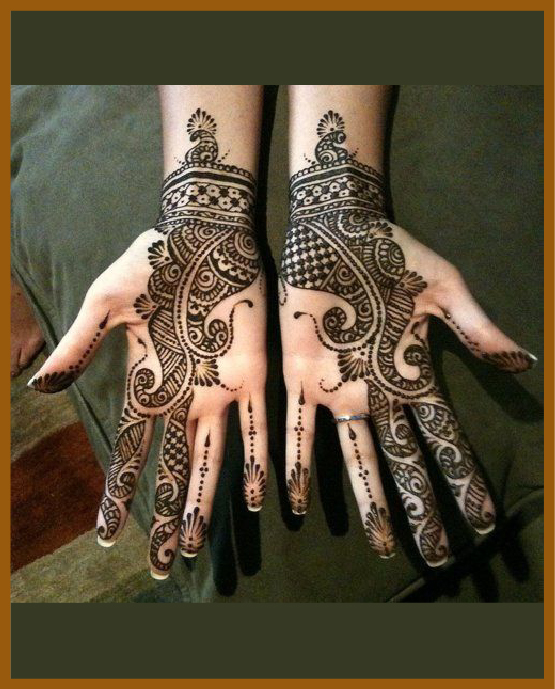 Layered petals in stylish front hand mehndi design Layered petals in stylish front hand mehndi design