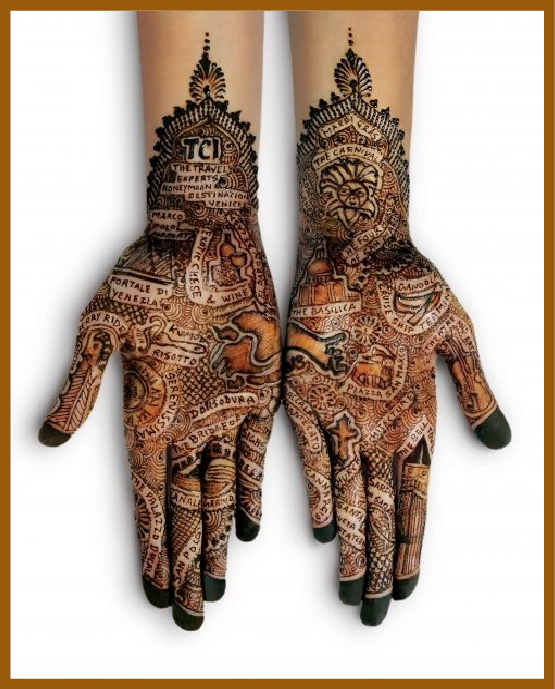 Stylish front hand mehndi design with modern loops Stylish front hand mehndi design with modern loops