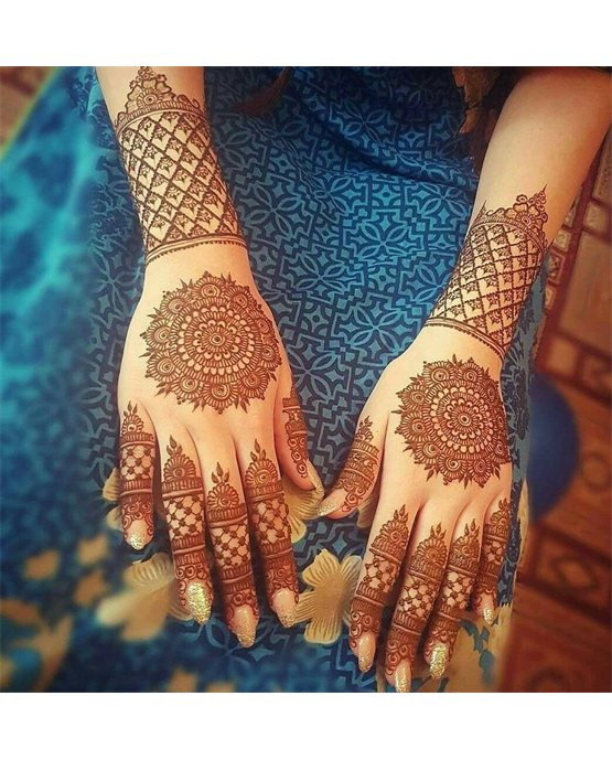 Crescent And Bloom Charming Simple Full Hand Mehndi Design Symmetry Crescent And Bloom Charming Simple Full Hand Mehndi Design Symmetry