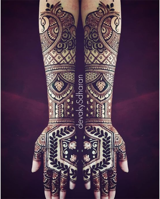 Flowing Contrast Stylish Full Hand Mehndi Design Blend Flowing Contrast Stylish Full Hand Mehndi Design Blend